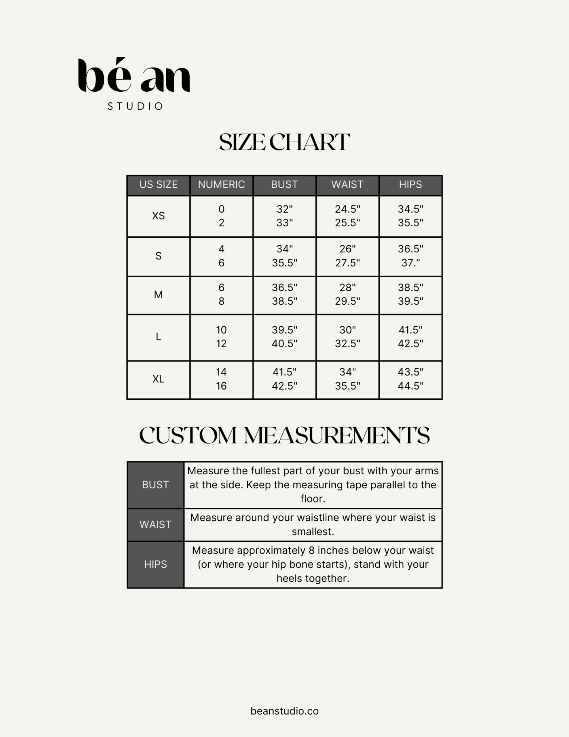 Size chart